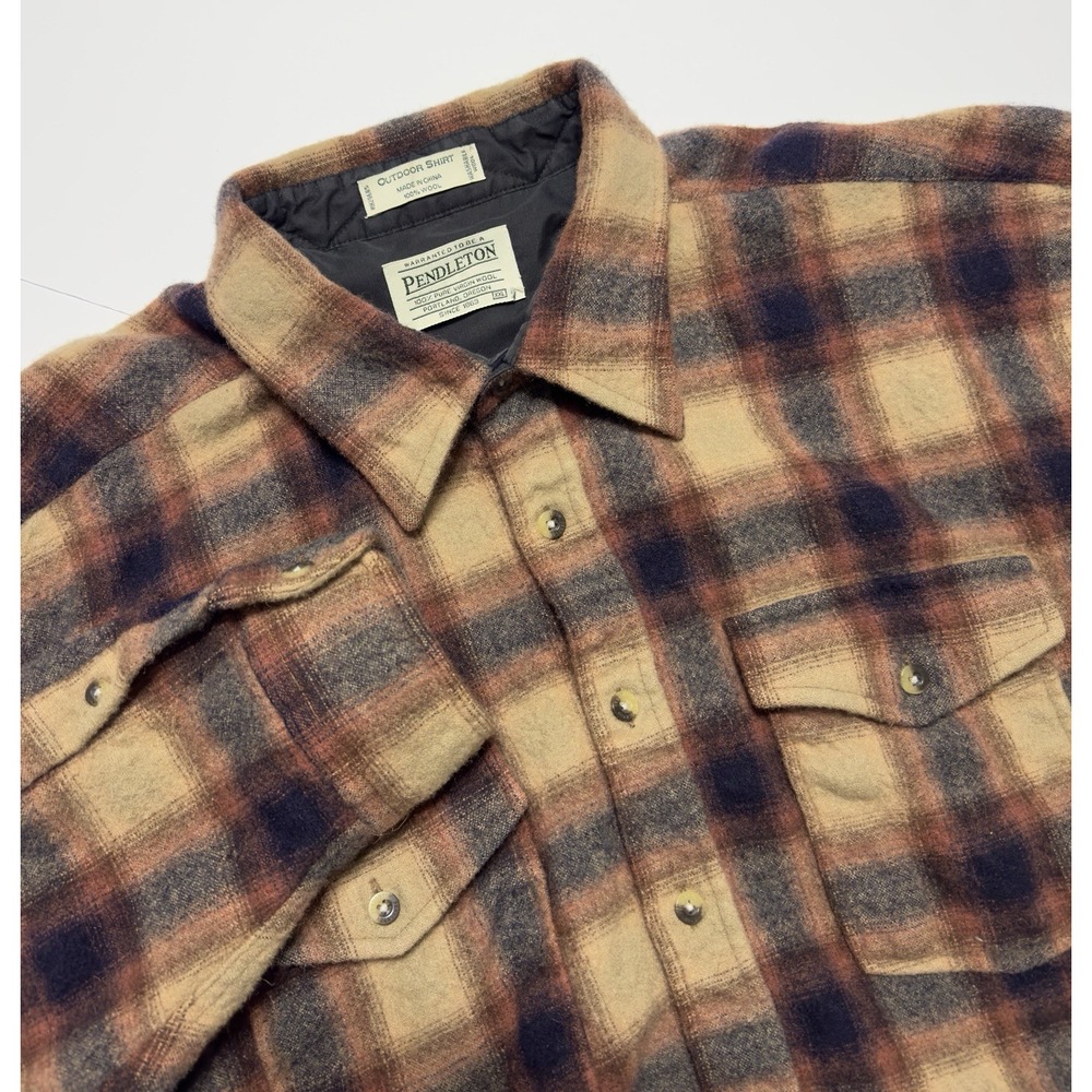 VTG Pendleton Men's Outdoor Shirt Button Up Virgin Wool Flannel USA Sz 2XL Plaid